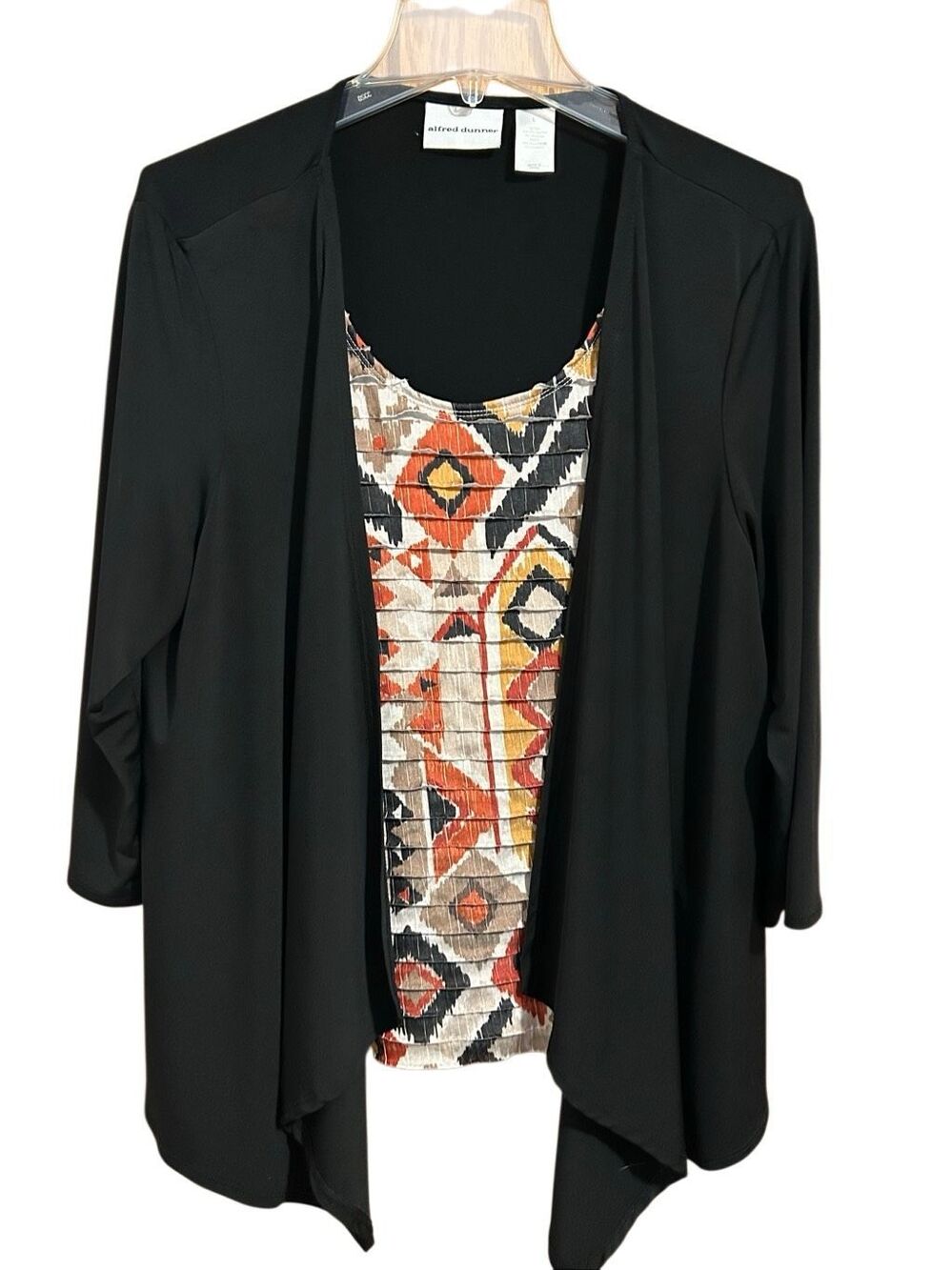 Alfred Dunner 2-in-1 Mock Cardigan Top Southwest Print Textured Womens Large